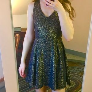 Blue/Gold Skater Dress